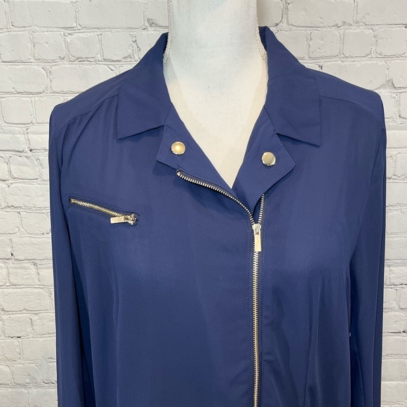 KUT FROM THE KLOTH Moto Style Shirt Lightweight Navy Blue-Large - Picture 4 of 5